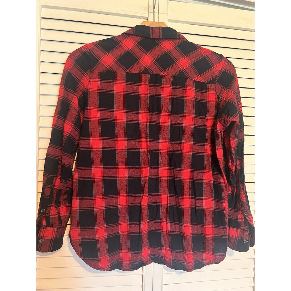 WOOLRICH Women's Size L Large Shirt Top Button Down Flannel Red Plaid - Picture 4 of 8